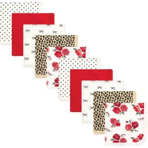 imageHudson Baby Unisex Baby Quilted Cotton Washcloths Forest Animals One SizeRose Leopard