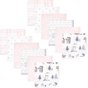 imageHudson Baby Unisex Baby Quilted Cotton Washcloths Forest Animals One SizeWinter Forest