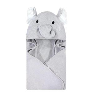 imageHudson Baby Unisex Baby Rayon from Bamboo Animal Face Hooded Towel Blue Elephant One SizeGray Elephant