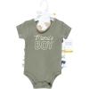 imageHudson Baby Unisex Baby Bodysuit Short and Sock 3Piece SetMamas Boy Sage Dino