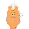 imageHudson Baby Unisex Baby Bodysuit Short and Sock 3Piece SetOrange Sunshine