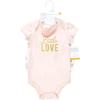 imageHudson Baby Unisex Baby Bodysuit Short and Sock 3Piece SetSoft Pink Basic Tulip