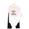 imageHudson Baby Unisex Baby Cotton Bodysuit Pant and Bib Set Peace Love Flowers NewbornDaddys Little Princess