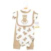 imageHudson Baby Unisex Baby Cotton Bodysuit Pant and Bib Set Peace Love Flowers NewbornTeddy Bears