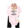 imageHudson Baby Unisex Baby Cotton Bodysuit Pant and Shoe Set Daddys Little Princess 69 Months