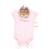 imageHudson Baby Unisex Baby Cotton Bodysuit Pant and Shoe SetGold Little Princess