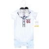 imageHudson Baby Unisex Baby Cotton Bodysuit Pant and Shoe SetLt Blue Baseball