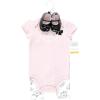 imageHudson Baby Unisex Baby Cotton Bodysuit Pant and Shoe SetPink Black Necklace