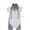 imageHudson Baby Unisex Baby Cotton Bodysuit Pant and Shoe SetPlaid Bow Tie