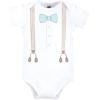 imageHudson Baby Unisex Baby Cotton Bodysuit Pant and Shoe SetTaupe Mint Suspender