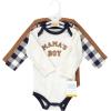imageHudson Baby Unisex Baby Cotton BodysuitsBrown Navy Mamas Boy
