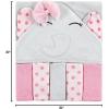 imageHudson Baby Unisex Baby Hooded Towel and Five Washcloths Modern Giraffe One SizePink Dots Pretty Elephant