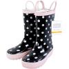 imageHudson Baby Unisex Baby Rain BootsBlack Dot Pink