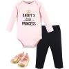 imageHudson Baby Unisex Baby Cotton Bodysuit Pant and Shoe Set Daddys Little Princess 1218 Months