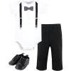 imageHudson Baby Unisex Baby Cotton Bodysuit Pant and Shoe SetBlack Gingham Bow Tie