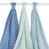 imageHudson Baby Unisex Baby Cotton Muslin Swaddle Blankets Woodland 3PackBlue Dots