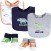 imageHudson Baby Unisex BabyCotton Bib and Sock SetCool Dinosaurs
