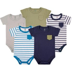 imageHudson Baby Baby Boys Cotton Bodysuits 5packBasic Pocket