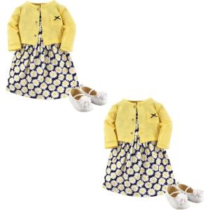 imageHudson Baby Baby Girls Cotton Dress Cardigan and Shoe Multipack SetDaisy 6piece