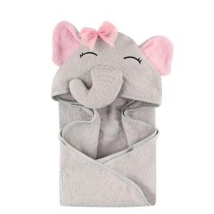 imageHudson Baby Unisex Baby Animal Face Hooded Towel Pretty Elephant 1Pack One Size