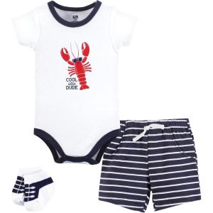 imageHudson Baby Unisex Baby Bodysuit Short and Sock 3Piece SetCool Dude Lobster
