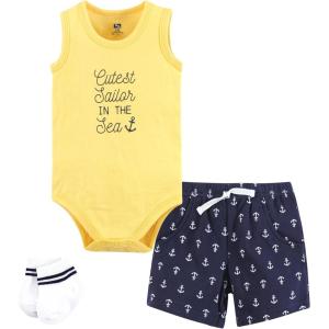imageHudson Baby Unisex Baby Bodysuit Short and Sock 3Piece SetCutest Sailor