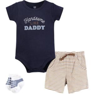 imageHudson Baby Unisex Baby Bodysuit Short and Sock 3Piece SetHandsome Daddy