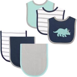 imageHudson Baby Unisex Baby Cotton Bib and Burp Cloth SetDinosaur