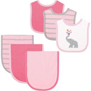imageHudson Baby Unisex Baby Cotton Bib and Burp Cloth SetElephant