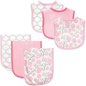 imageHudson Baby Unisex Baby Cotton Bib and Burp Cloth SetFlower