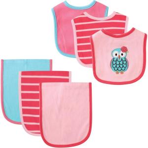 imageHudson Baby Unisex Baby Cotton Bib and Burp Cloth SetOwl