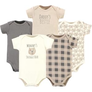 imageHudson Baby Unisex Baby Cotton Bodysuits 5packSnuggle Bear