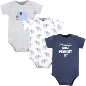 imageHudson Baby Unisex Baby Cotton BodysuitsBlue Elephant Peanut