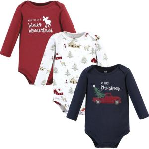 imageHudson Baby Unisex Baby Cotton BodysuitsBoy Holiday Village