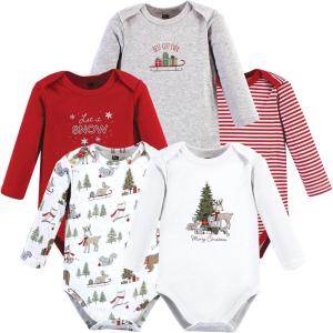 imageHudson Baby Unisex Baby Cotton BodysuitsChristmas Forest