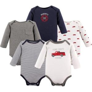 imageHudson Baby Unisex Baby Cotton BodysuitsFire Truck