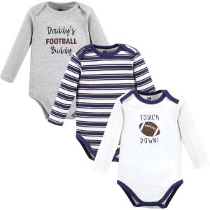 imageHudson Baby Unisex Baby Cotton BodysuitsGray Football Buddy