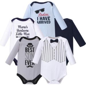 imageHudson Baby Unisex Baby Cotton BodysuitsHandsome Little Man
