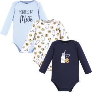 imageHudson Baby Unisex Baby Cotton BodysuitsNavy Milk and Cookie