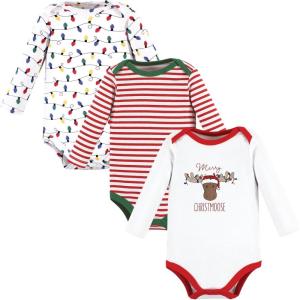 imageHudson Baby Unisex Baby Cotton BodysuitsWhite Christmoose