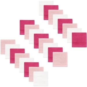 imageHudson Baby Unisex Baby Cotton Bundle Washcloths Basic White 24Pack 12x12 inchesBasic Pink 24pack