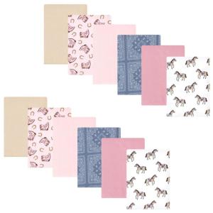 imageHudson Baby Unisex Baby Cotton Flannel Burp Cloths 12Pack Bundle Safari Friends One SizeCowgirl