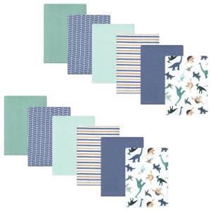 imageHudson Baby Unisex Baby Cotton Flannel Burp Cloths 12Pack Bundle Safari Friends One SizeDino Friends