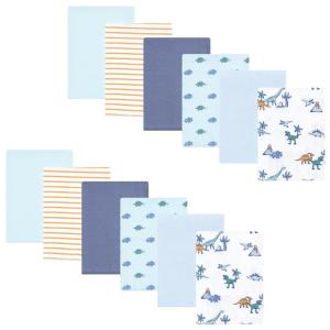 imageHudson Baby Unisex Baby Cotton Flannel Burp Cloths 12Pack Bundle Safari Friends One SizePastel Dino