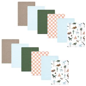 imageHudson Baby Unisex Baby Cotton Flannel Burp Cloths 12Pack Bundle Safari Friends One SizeRetro Dinosaur