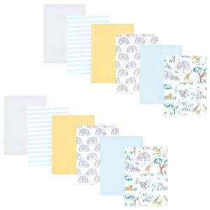 imageHudson Baby Unisex Baby Cotton Flannel Burp Cloths 12Pack Bundle Safari Friends One SizeSafari Friends