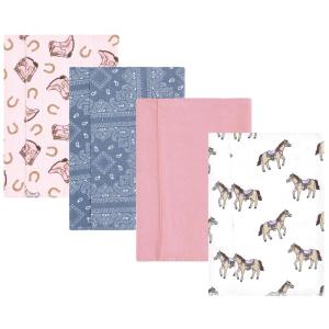 imageHudson Baby Unisex Baby Cotton Flannel Burp Cloths 4Pack City Life One SizeCowgirl