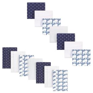 imageHudson Baby Unisex Baby Cotton Flannel Burp Cloths and Receiving Blankets 14Piece Narwhal One SizeBoy Elephant