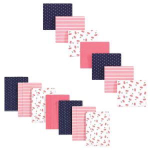 imageHudson Baby Unisex Baby Cotton Flannel Burp Cloths and Receiving Blankets 14Piece Narwhal One SizeCherry