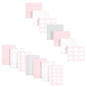 imageHudson Baby Unisex Baby Cotton Flannel Burp Cloths and Receiving Blankets 14Piece Narwhal One SizeGirl Elephant